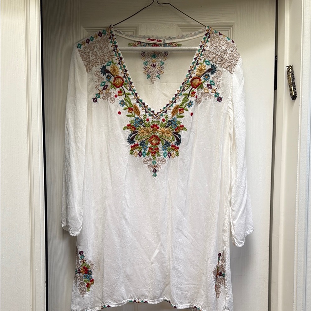 Embroidered White Boho Top